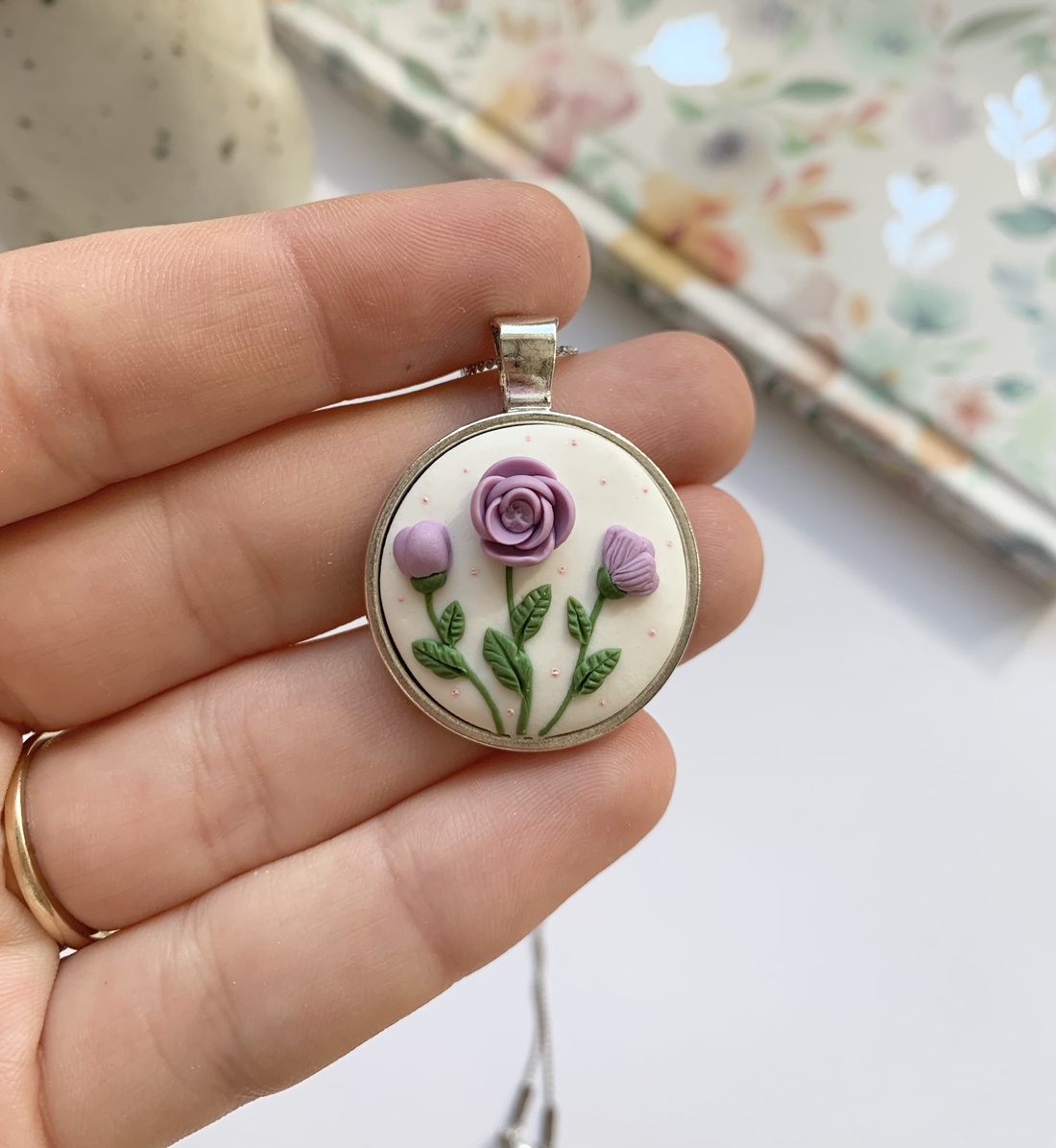 Colier Purple Flowers - bijuterii - coliere - pandative - Artynos.ro