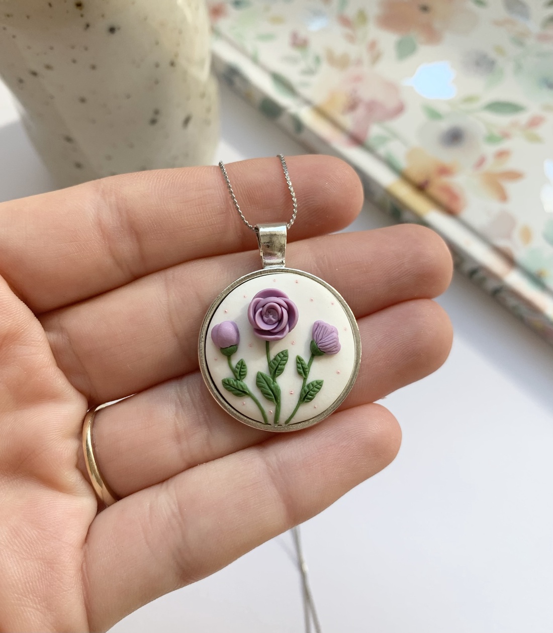 Colier Purple Flowers - bijuterii - coliere - pandative - Artynos.ro