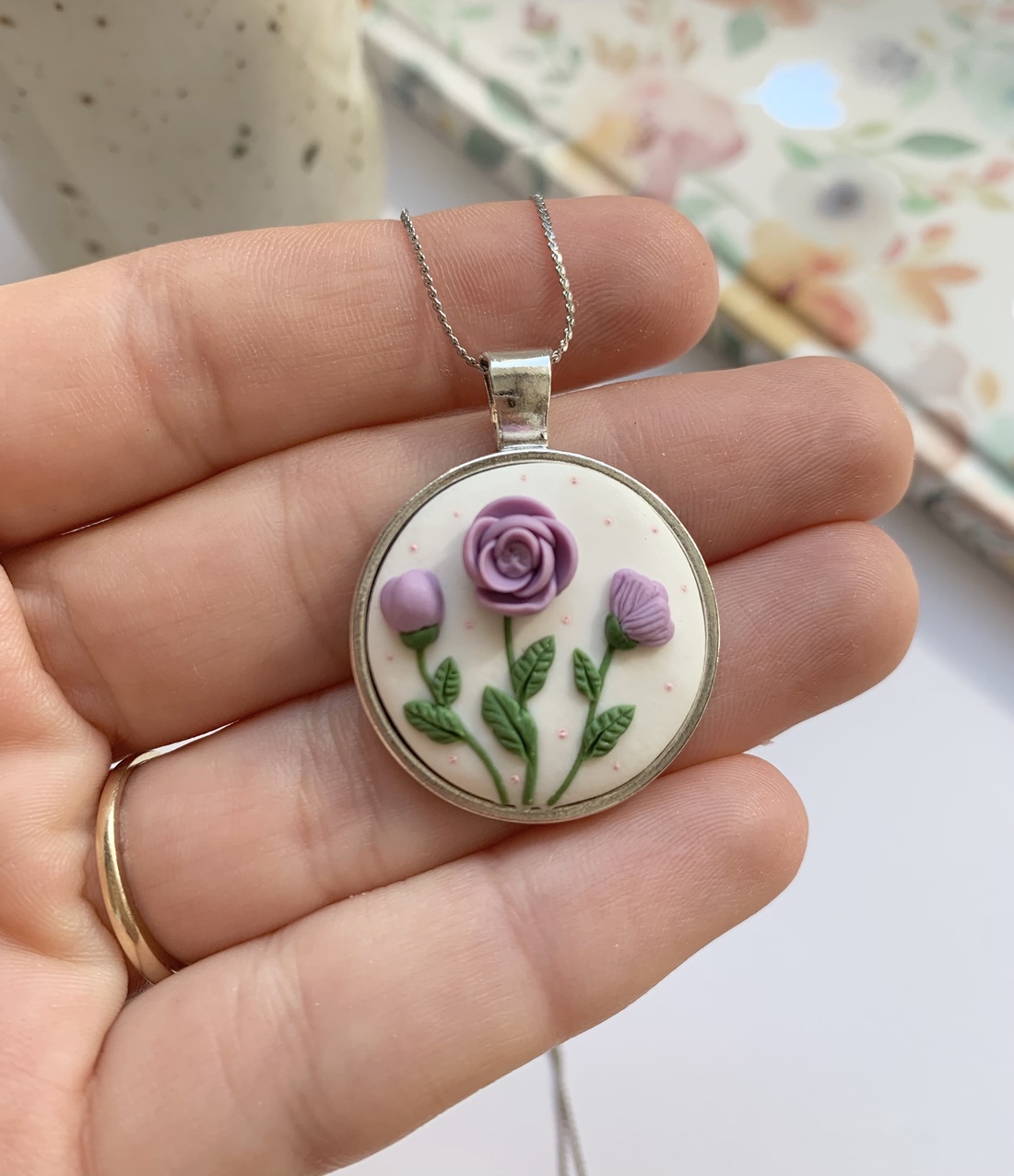 Colier Purple Flowers - bijuterii - coliere - pandative - Artynos.ro