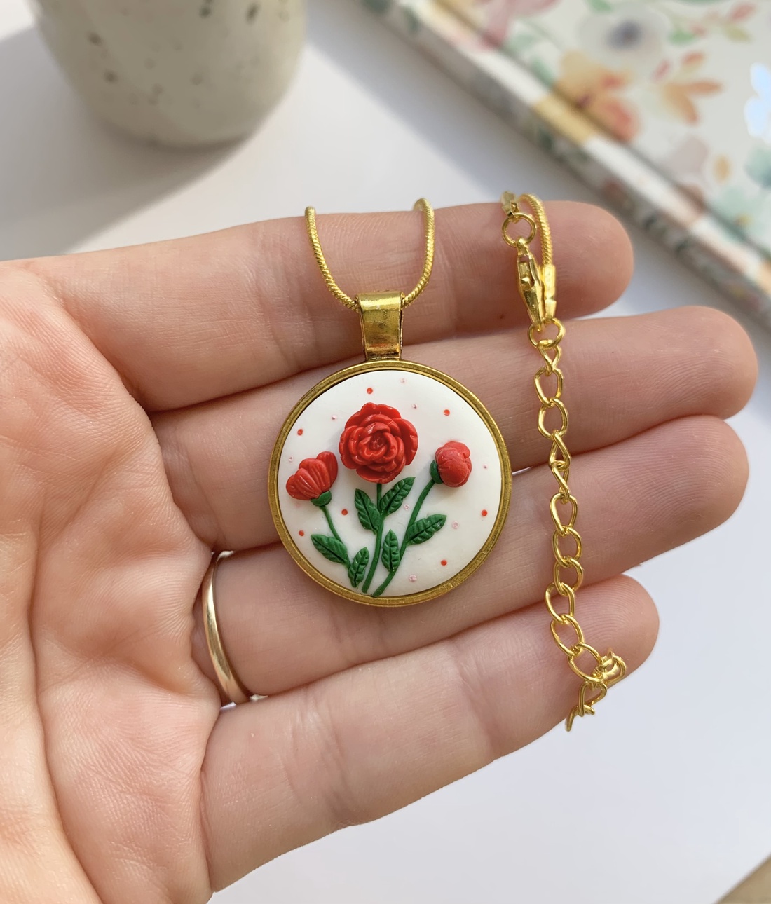 Colier Red Flowers - bijuterii - coliere - pandative - Artynos.ro