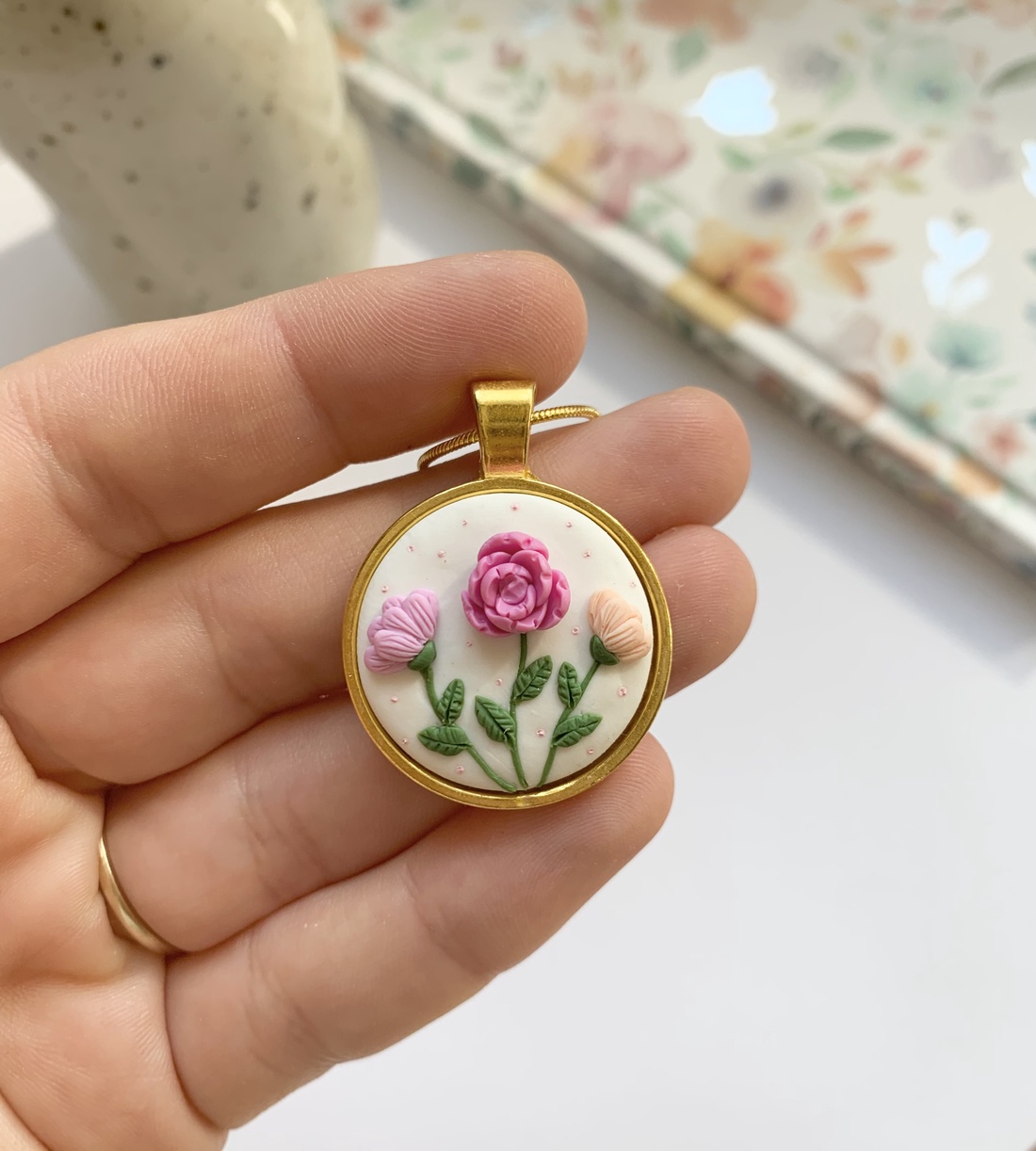 Colier Red Flowers - bijuterii - coliere - pandative - Artynos.ro