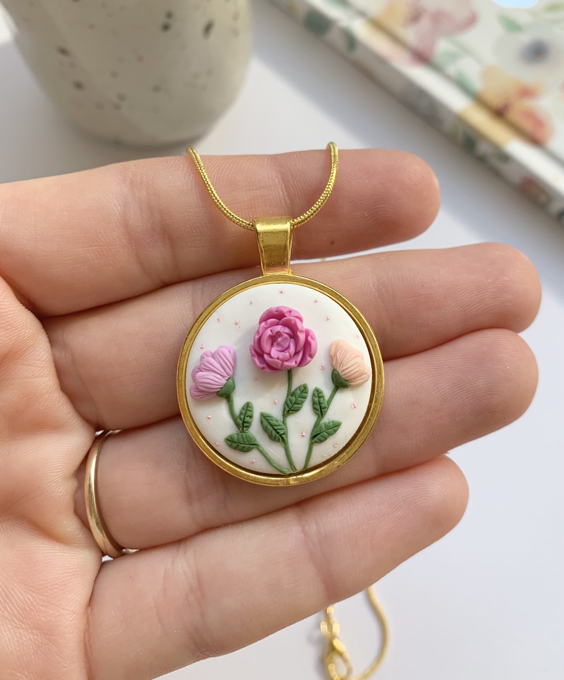 Colier Red Flowers - bijuterii - coliere - pandative - Artynos.ro