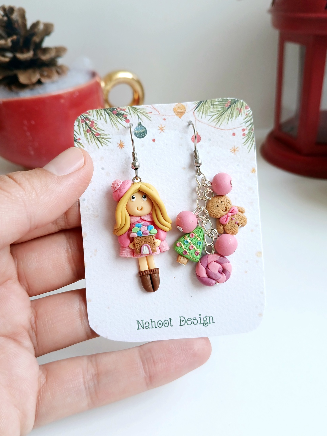 Cercei Pink Christmas - crăciun - cadouri de moș crăciun - cadouri de moș crăciun - Artynos.ro