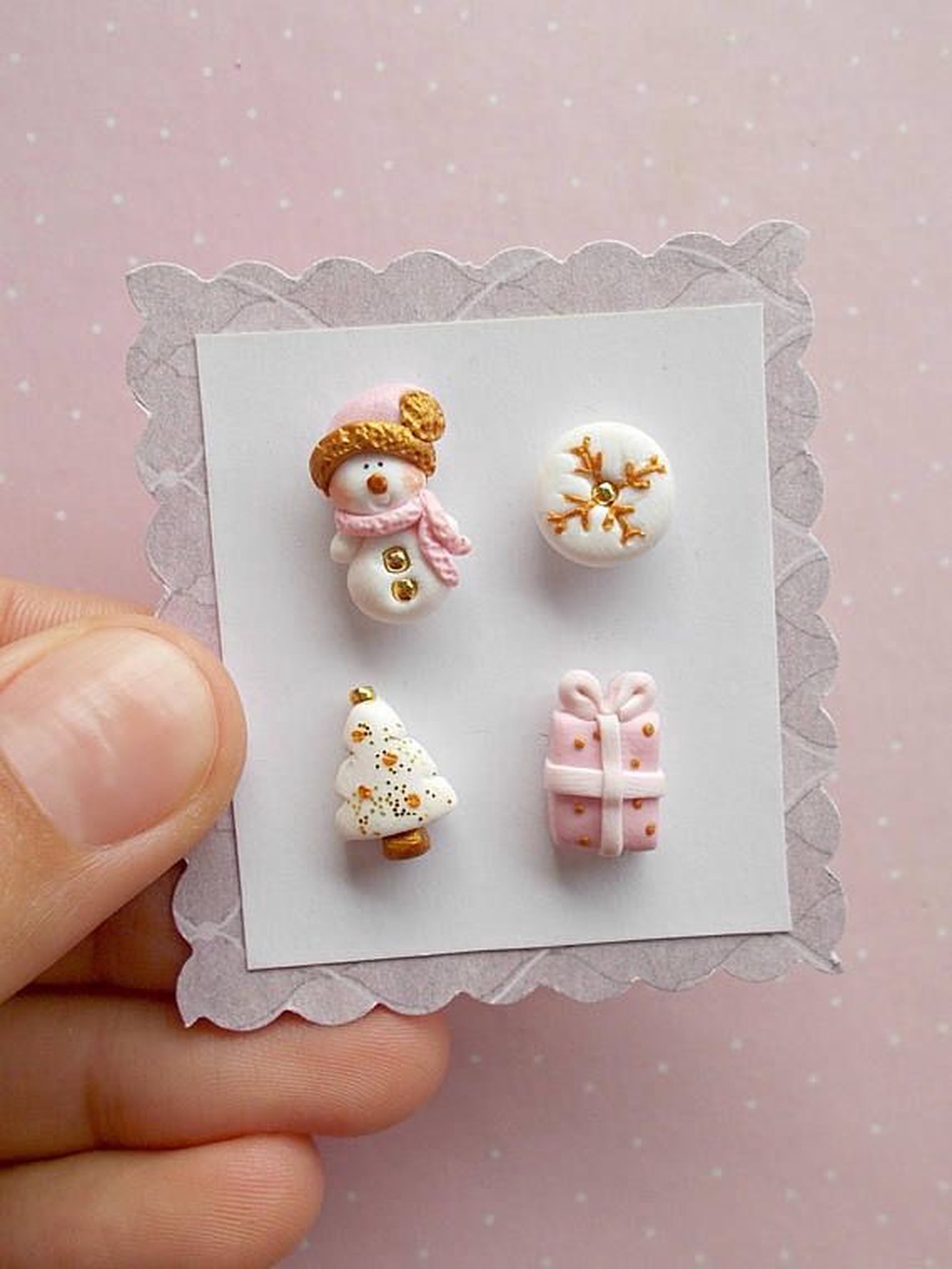  Set cercei Pink Snowman - crăciun - cadouri de moș crăciun - cadouri de moș crăciun - Artynos.ro