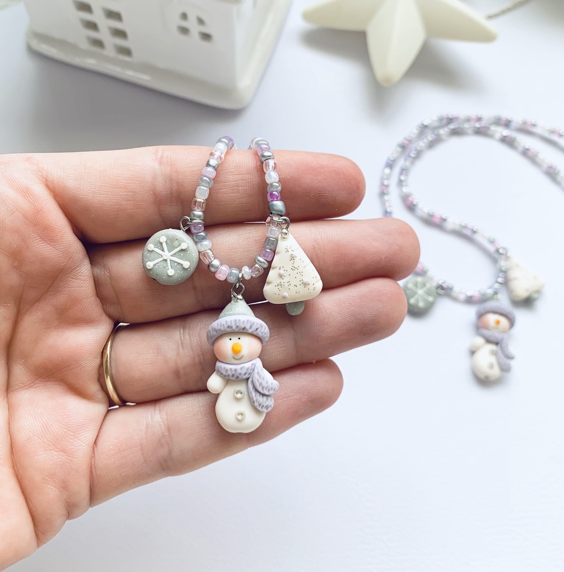 Colier Snowman - crăciun - cadouri de moș crăciun - cadouri de moș crăciun - Artynos.ro