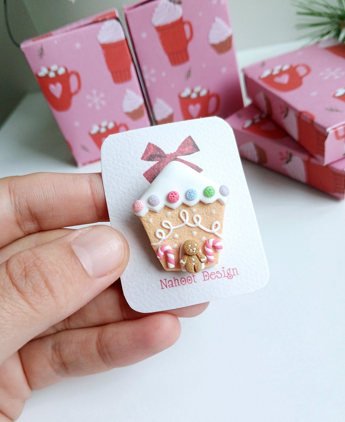 Brosa Gingerbread  - crăciun - cadouri de moș crăciun - cadouri de moș crăciun - Artynos.ro