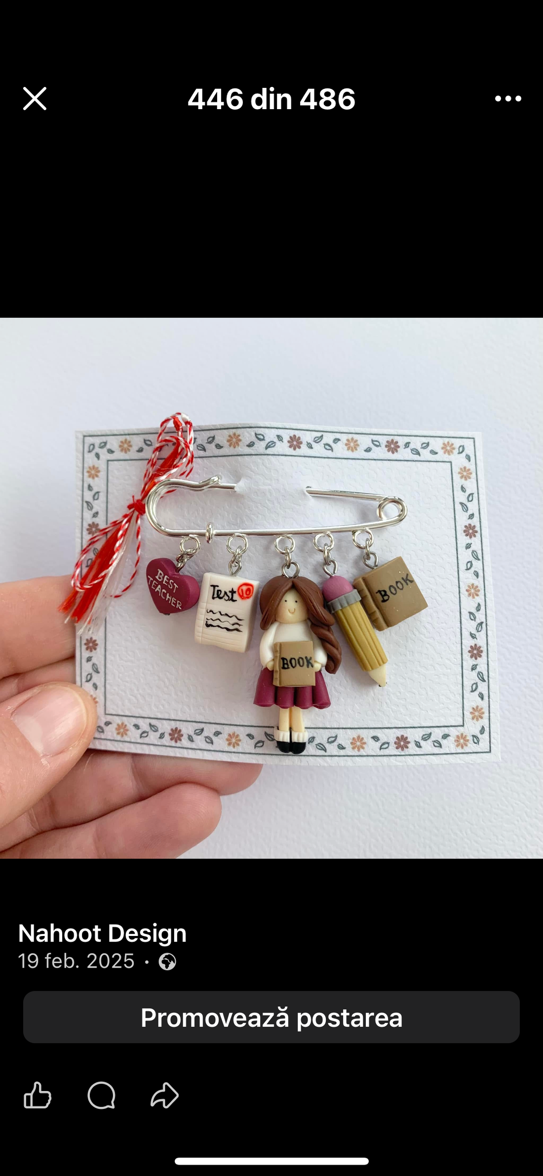 Broșă pe ac Best Teacher - bijuterii - mărțișor - Artynos.ro