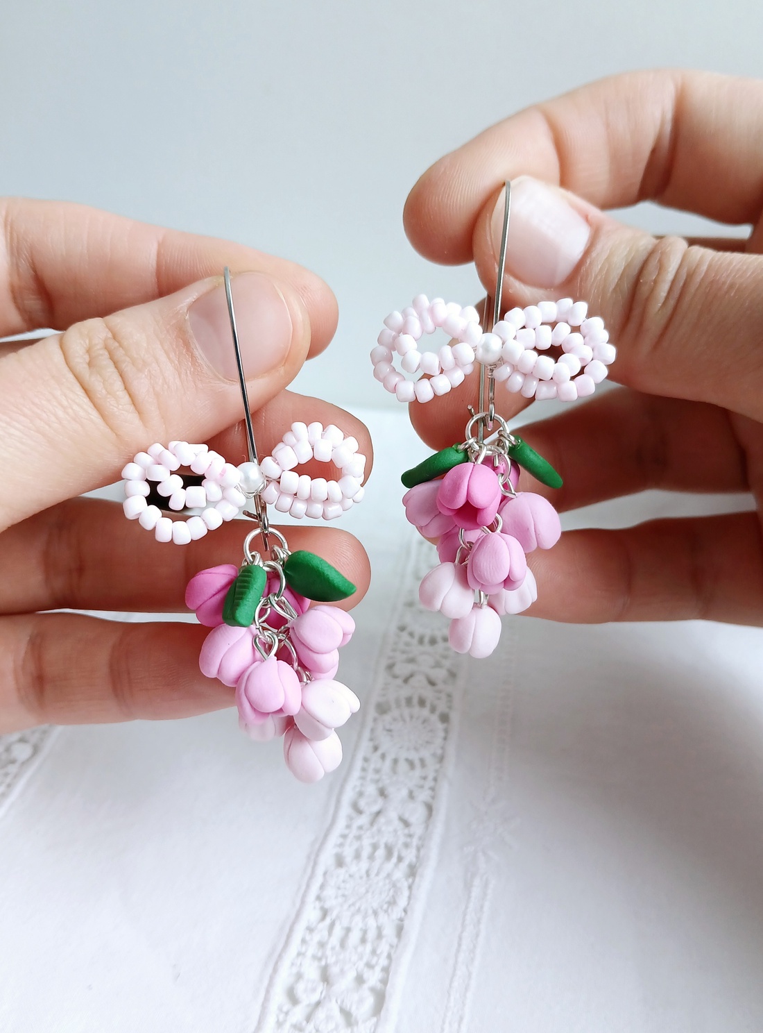 Cercei Pink Lilac - bijuterii - cercei - cercei cu figurine - Artynos.ro