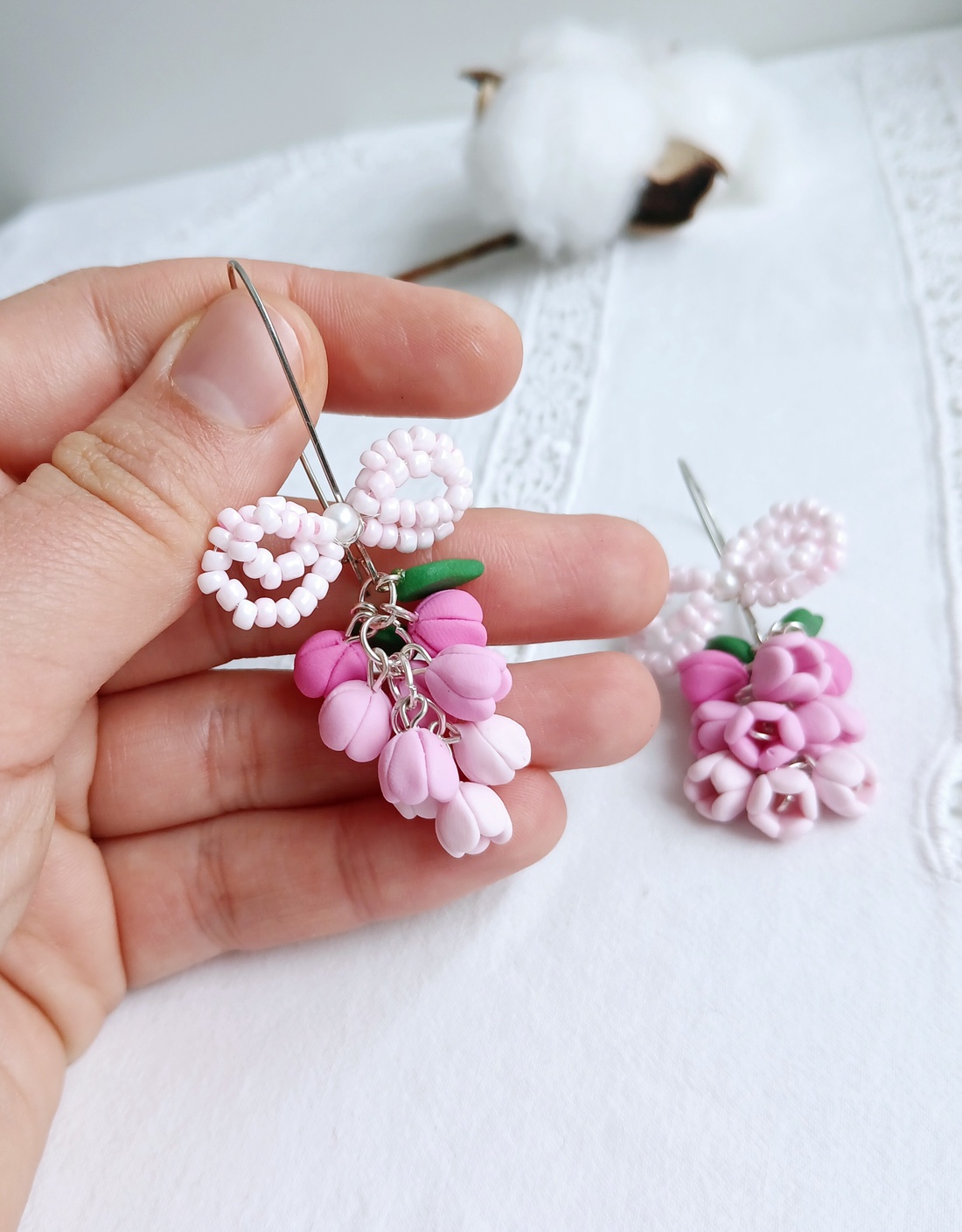 Cercei Pink Lilac - bijuterii - cercei - cercei cu figurine - Artynos.ro