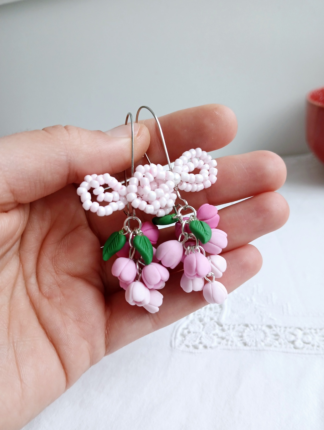 Cercei Pink Lilac - bijuterii - cercei - cercei cu figurine - Artynos.ro