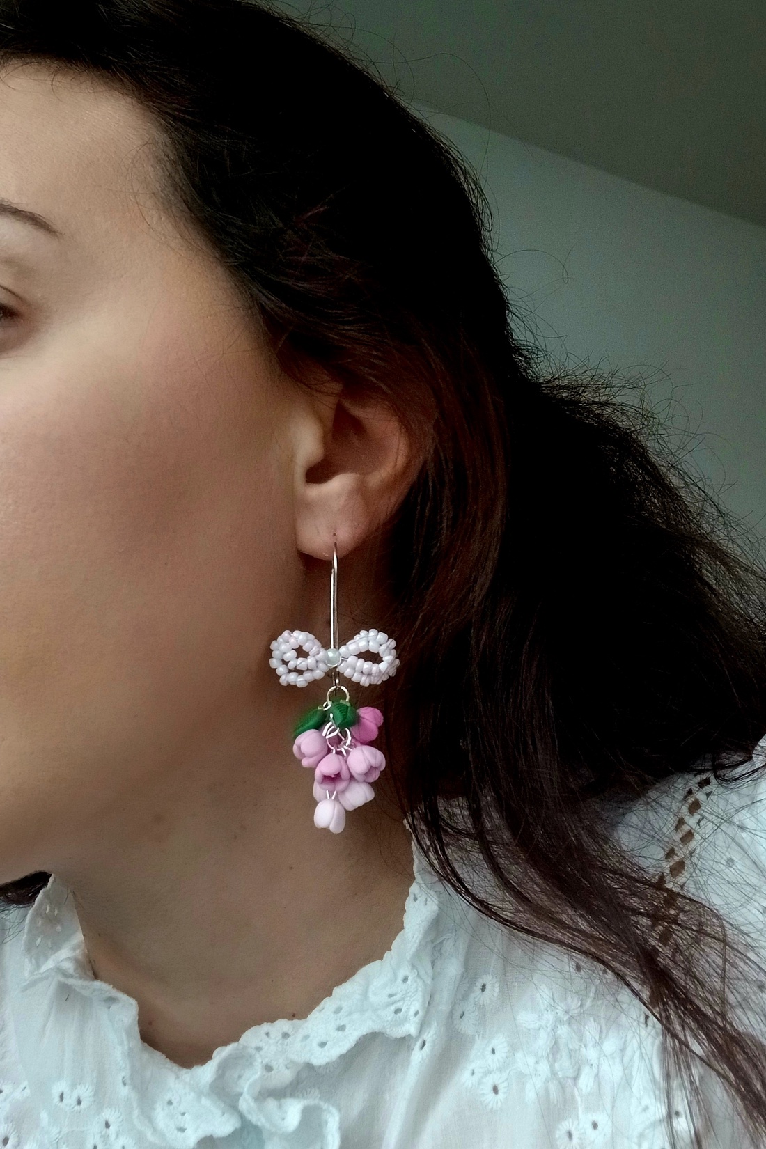 Cercei Pink Lilac - bijuterii - cercei - cercei cu figurine - Artynos.ro