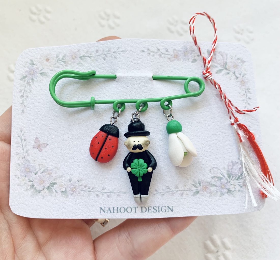 Broșă Cosarul norocos - bijuterii - mărțișor - Artynos.ro