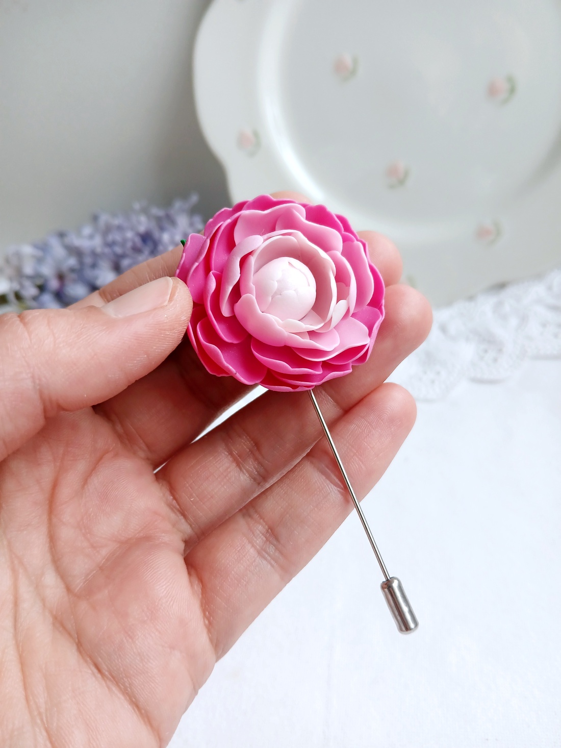 Broșă Bujor - bijuterii - broșe - Artynos.ro