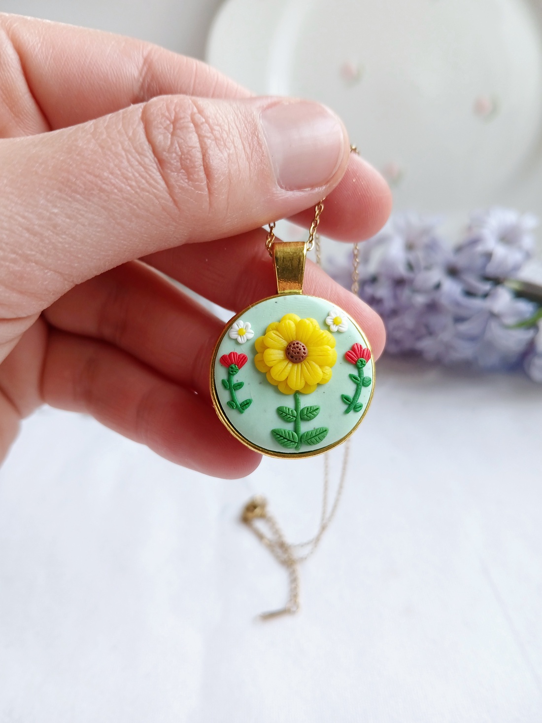 Colier Sunflower - bijuterii - coliere - coliere cu pandative - Artynos.ro