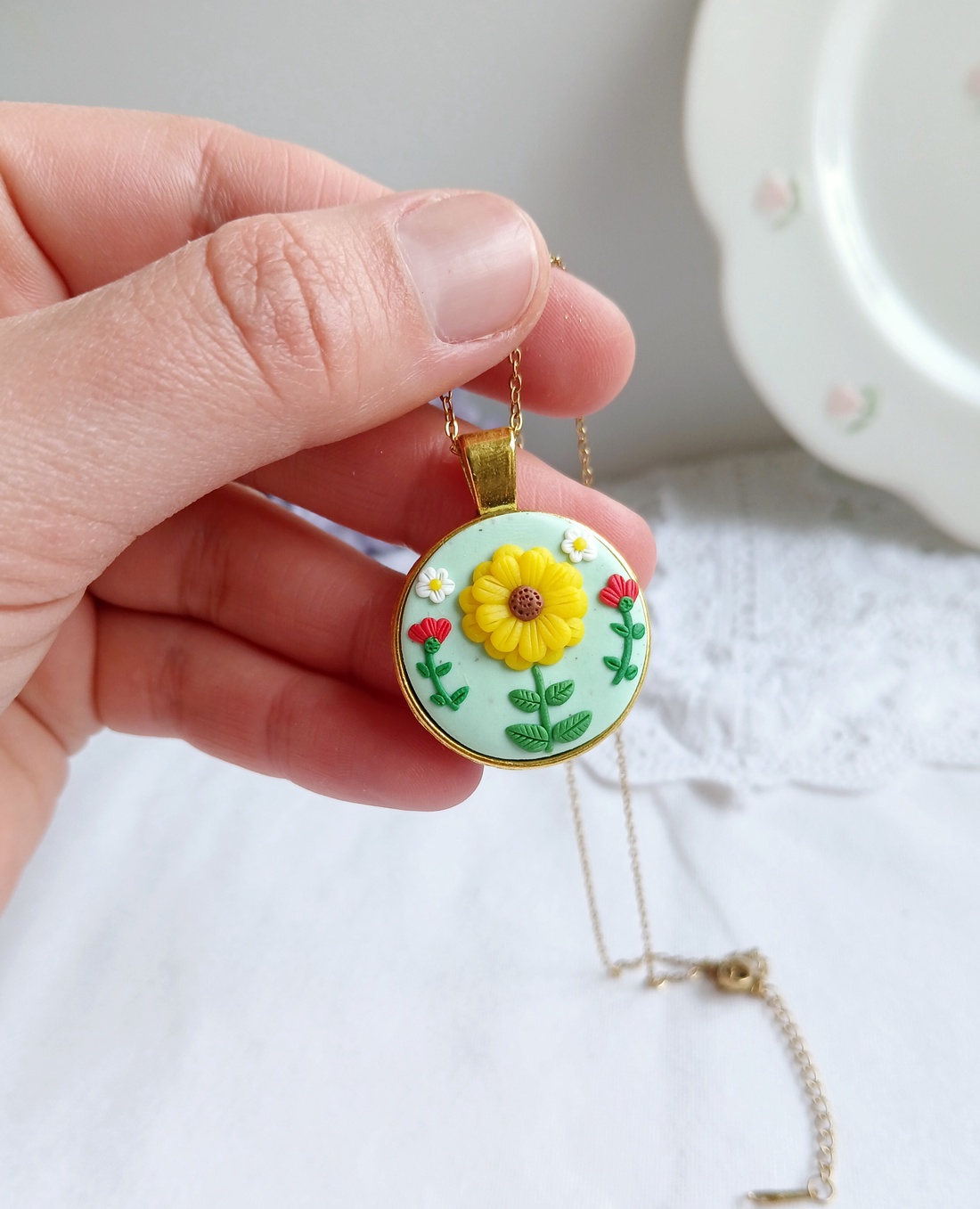 Colier Sunflower - bijuterii - coliere - coliere cu pandative - Artynos.ro