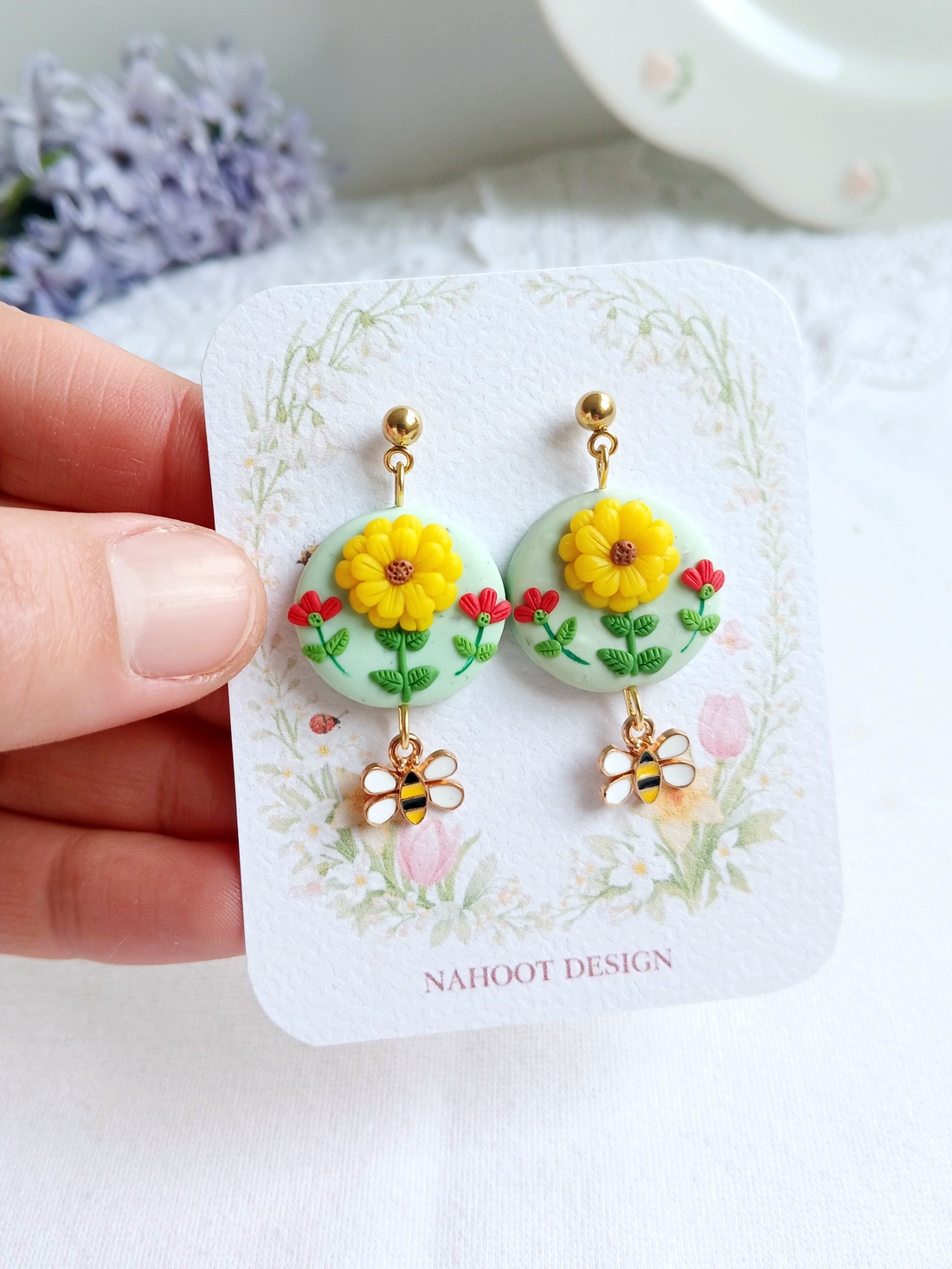 Cercei Sunflower - bijuterii - cercei - cercei cu figurine - Artynos.ro