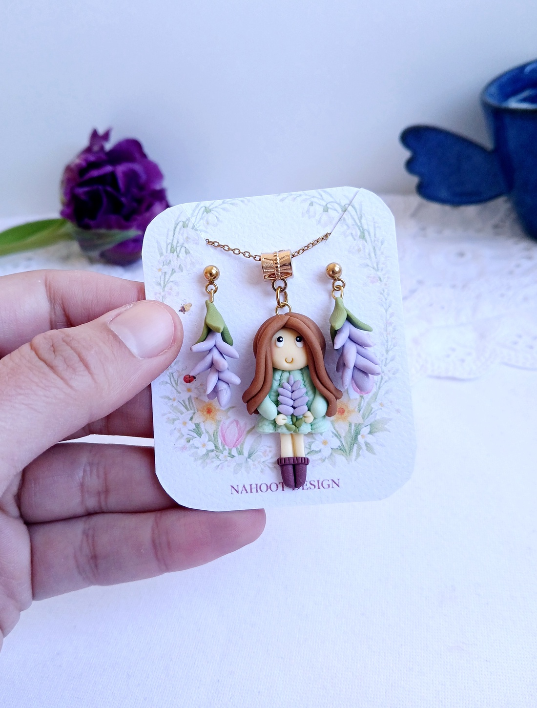 Set Lavender - bijuterii - coliere - coliere cu pandative - Artynos.ro