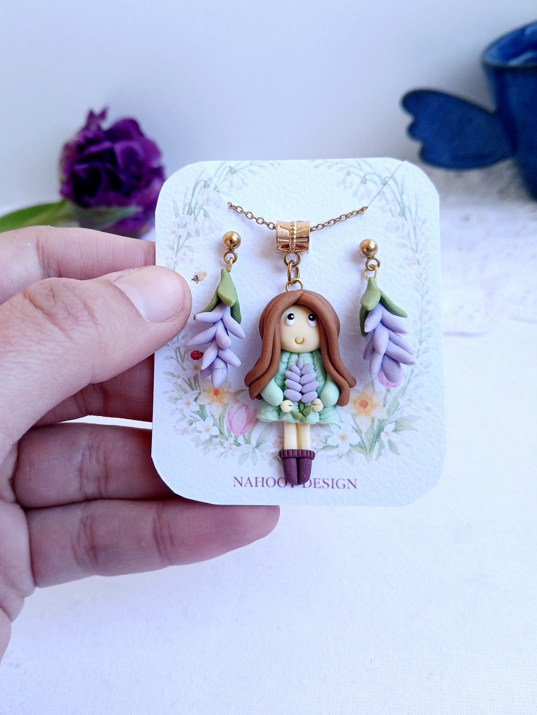 Set Lavender - bijuterii - coliere - coliere cu pandative - Artynos.ro