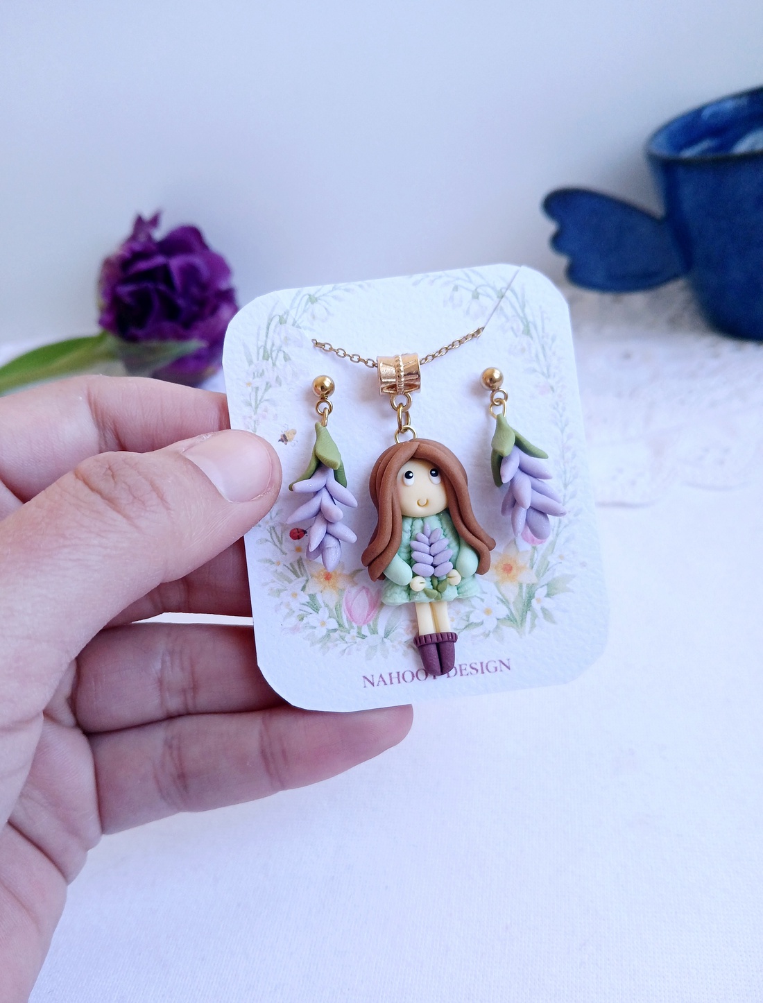 Set Lavender - bijuterii - coliere - coliere cu pandative - Artynos.ro