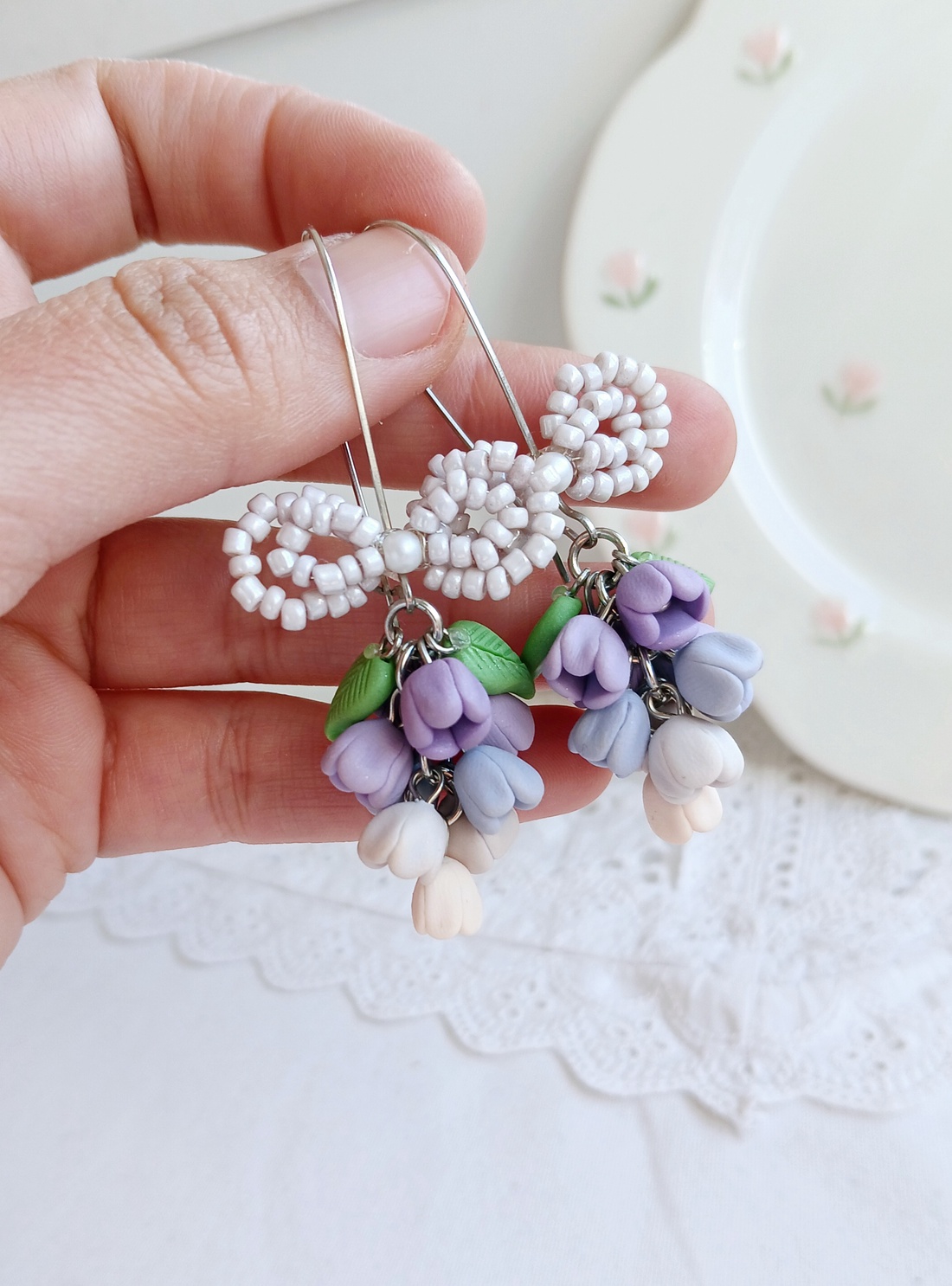 Cercei Liliac - bijuterii - cercei - cercei cu figurine - Artynos.ro