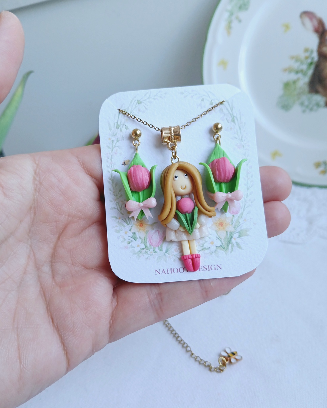 Set Lalele - bijuterii - coliere - coliere cu pandative - Artynos.ro