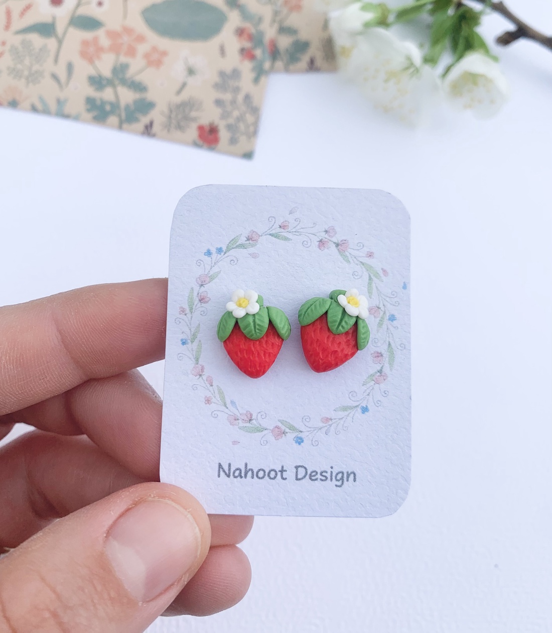Cercei Capsuni - bijuterii - cercei - clipsuri - Artynos.ro