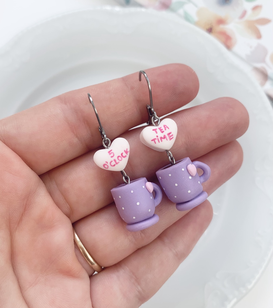 Cercei Tea time - bijuterii - cercei - cercei cu figurine - Artynos.ro