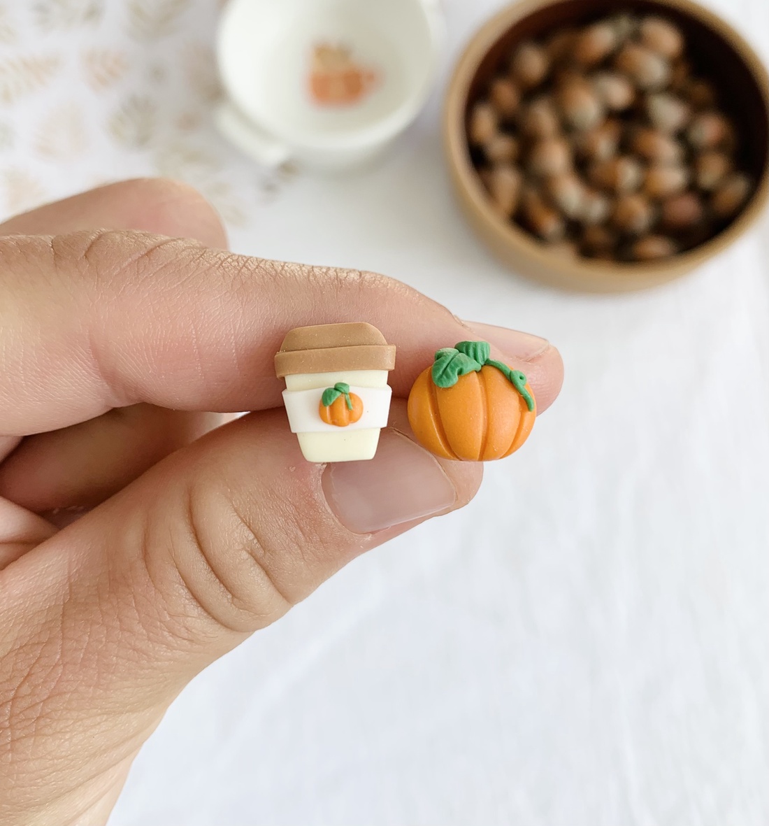 Cercei Pumpkin spice latte - bijuterii - cercei - cercei cu figurine - Artynos.ro