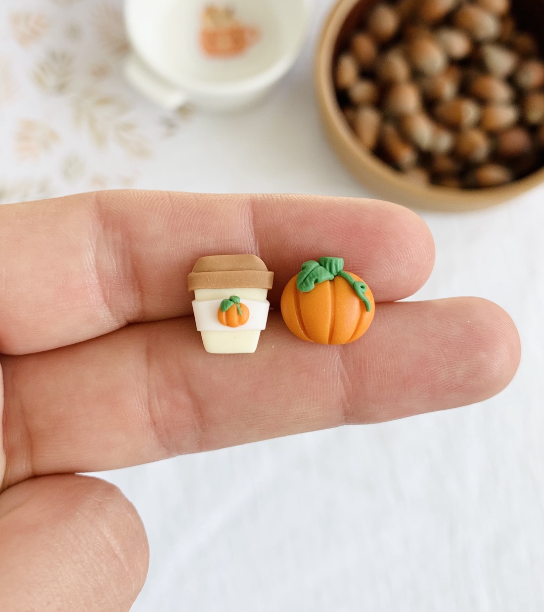 Cercei Pumpkin spice latte - bijuterii - cercei - cercei cu figurine - Artynos.ro