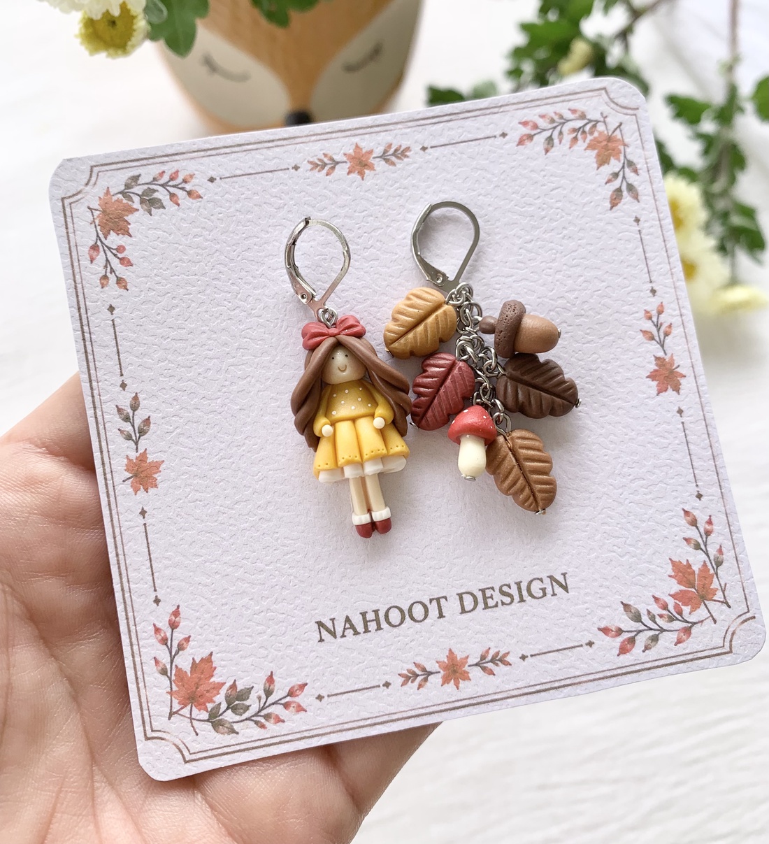 Cercei Poveste de toamna - bijuterii - cercei - cercei cu figurine - Artynos.ro