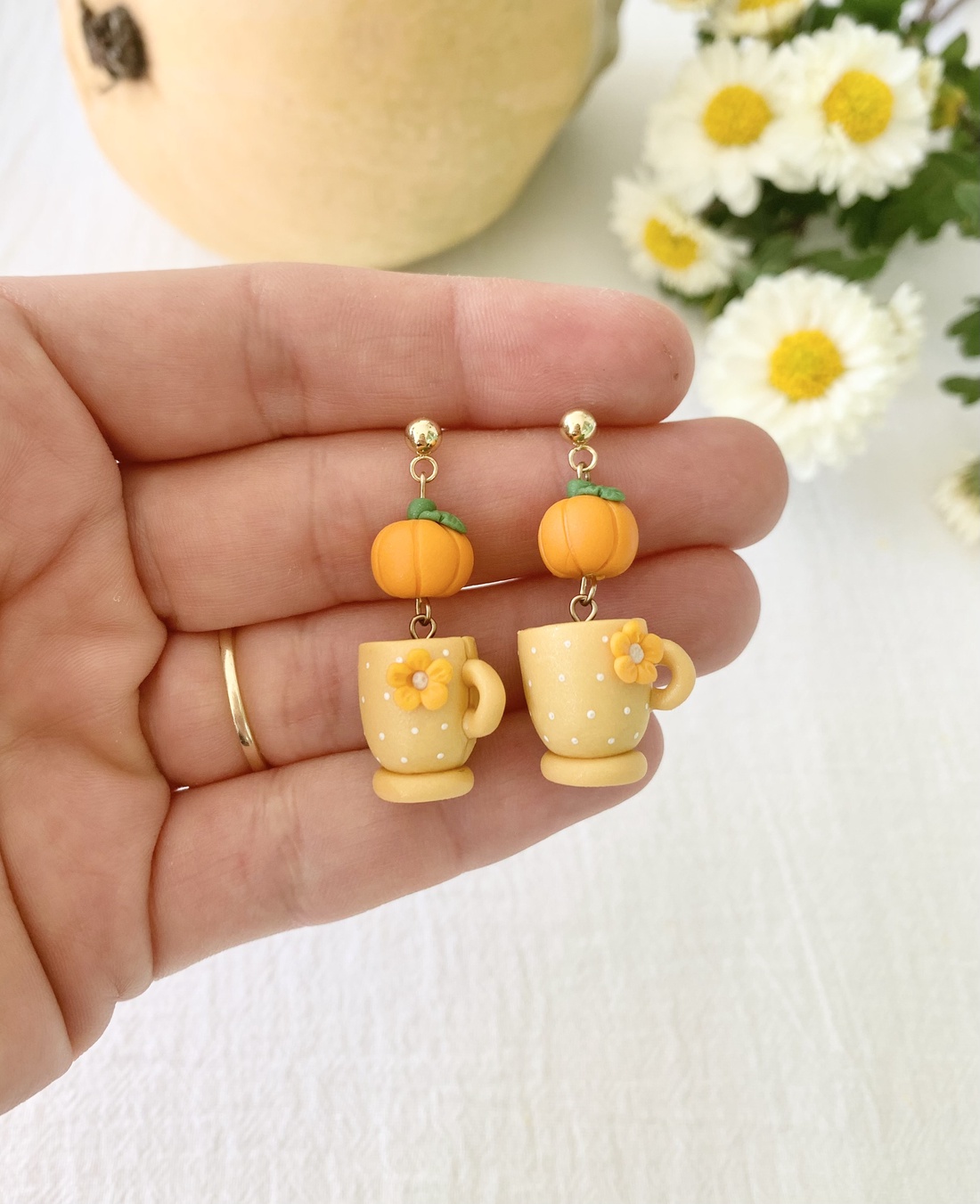 Cercei Pumpkin spice latte - bijuterii - cercei - cercei cu figurine - Artynos.ro