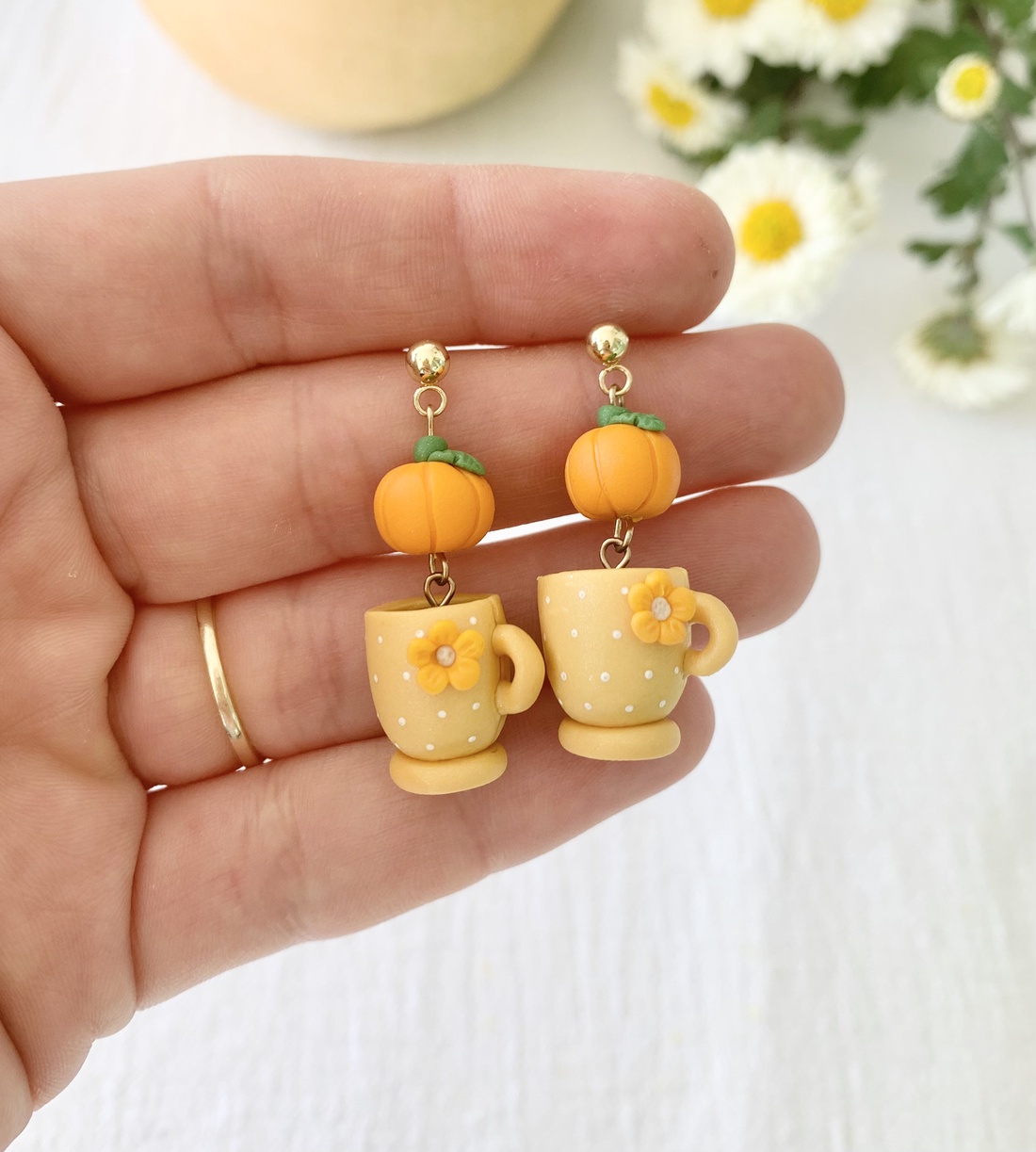 Cercei Pumpkin spice latte - bijuterii - cercei - cercei cu figurine - Artynos.ro