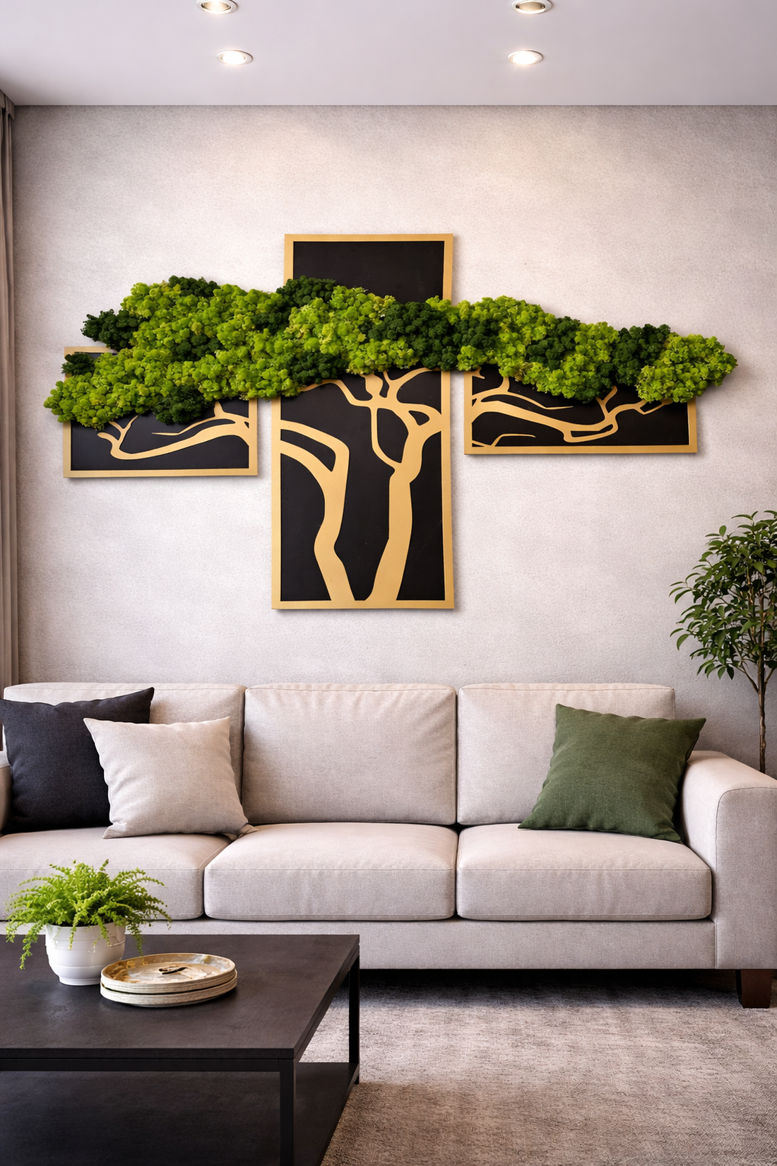 Copac decorativ din licheni 100x130 cm - casă & stil de viață - decorațiuni de casă - decorațiuni de pereți - tablou cu licheni - Artynos.ro