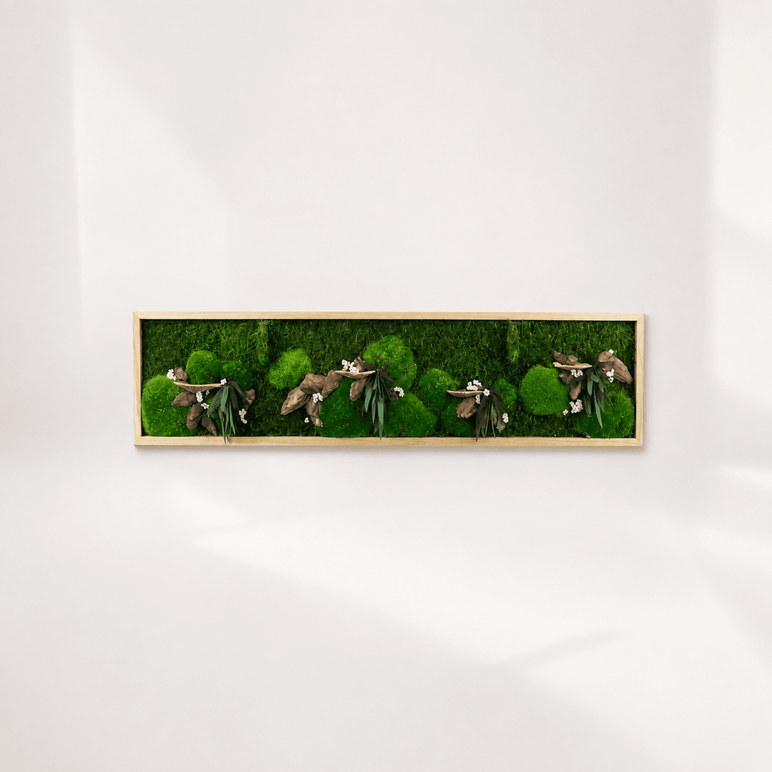 Tablou cu licheni stabilizați Aeris, 100 � 30 cm � decor vegetal cu detalii botanice - casă & stil de viață - decorațiuni de casă - decorațiuni de pereți - tablou cu licheni - Artynos.ro