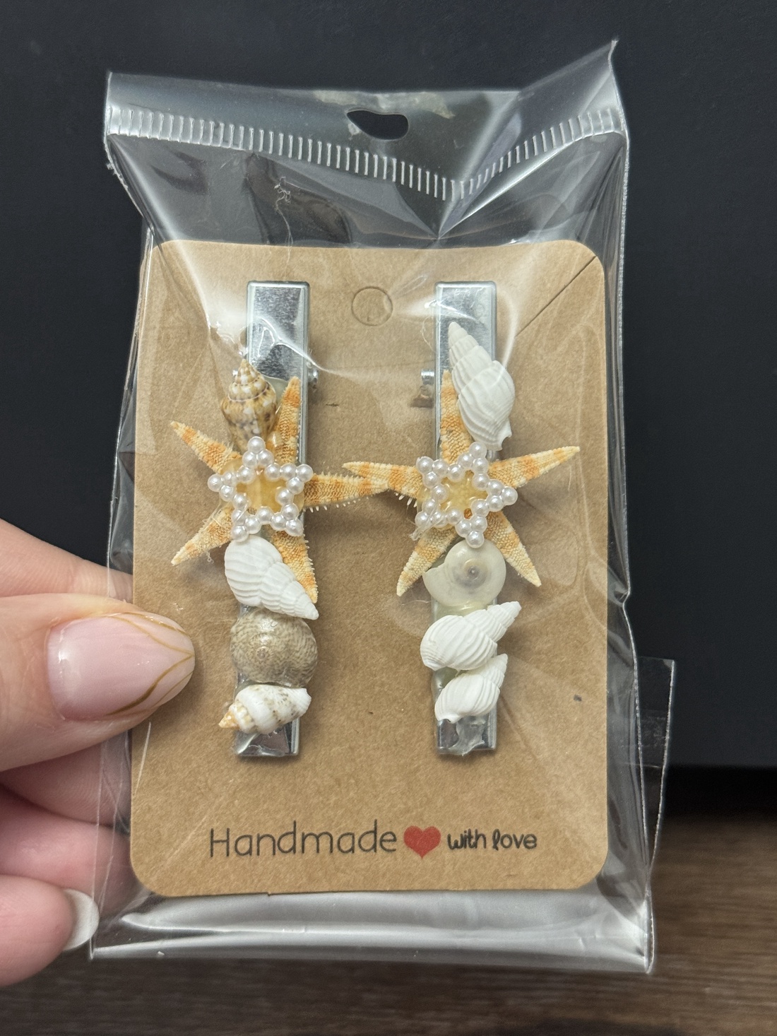 Clamite set cu melci și steluță de mare  - îmbrăcăminte și modă - accesorii păr - clemă de păr și ac de păr - Artynos.ro