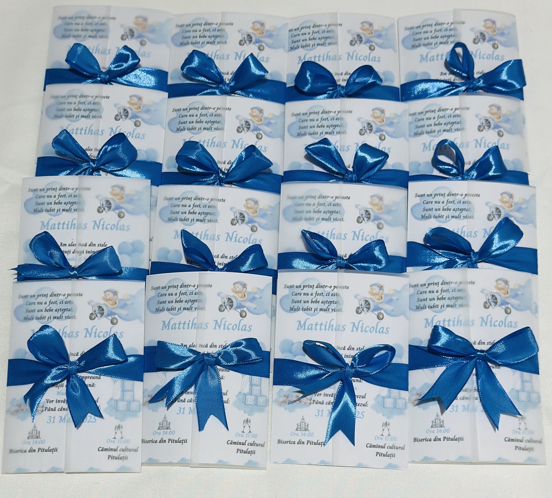 Invitatie botez - accesorii nuntă - invitații și felicitări de nuntă - invitații nuntă - Artynos.ro