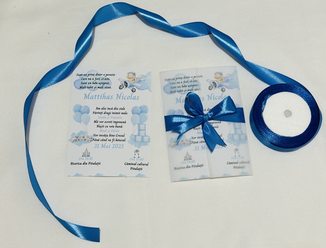 Invitatie botez - accesorii nuntă - invitații și felicitări de nuntă - invitații nuntă - Artynos.ro