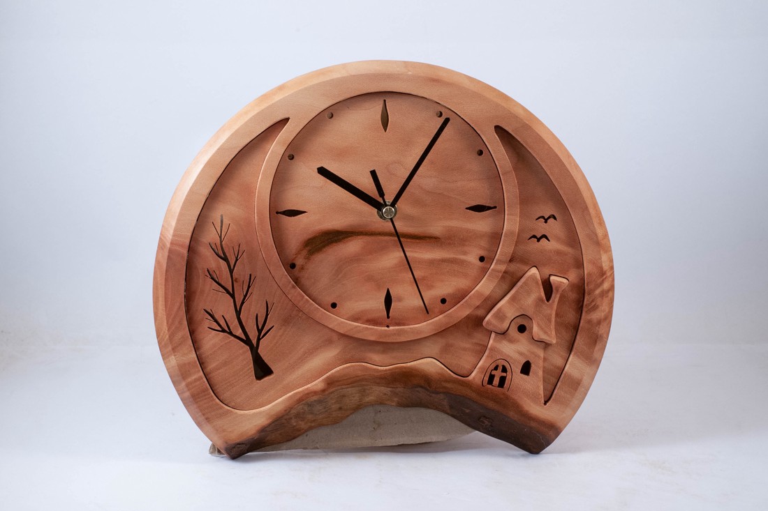 Ceas de perete din lemn, ceas din lemn cu peisaj,  - casă & stil de viață - decorațiuni de casă - decorațiuni de pereți - ceasuri de perete - Artynos.ro