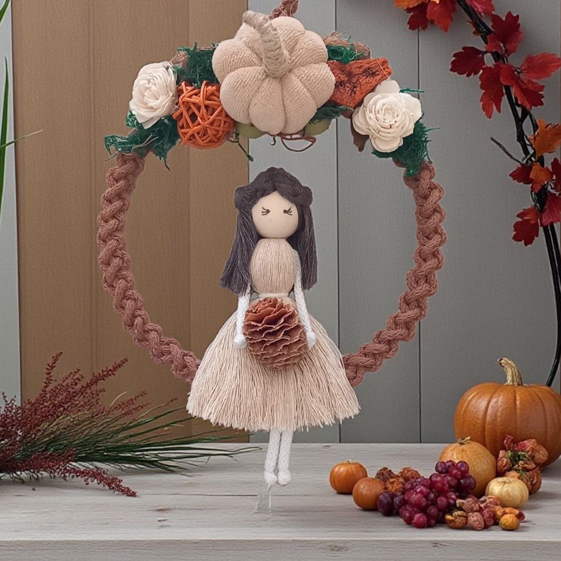 Decorațiuni de toamnă pentru uși cu păpuși macramé -  - Artynos.ro