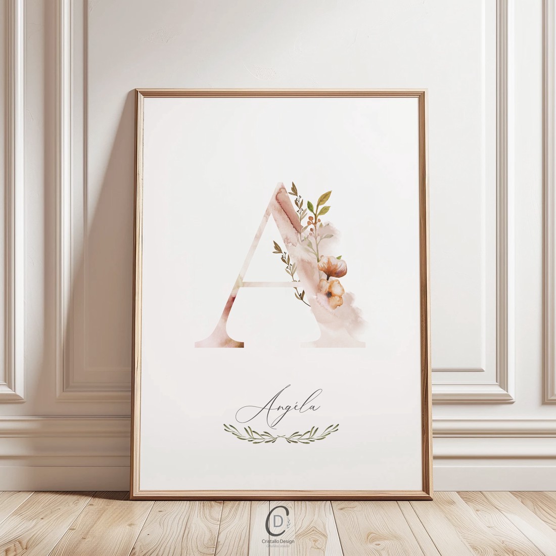 O literă, monogramă, imagine de zi cu nume, decorare, artă de perete acuarelă, personalizată -  - Artynos.ro