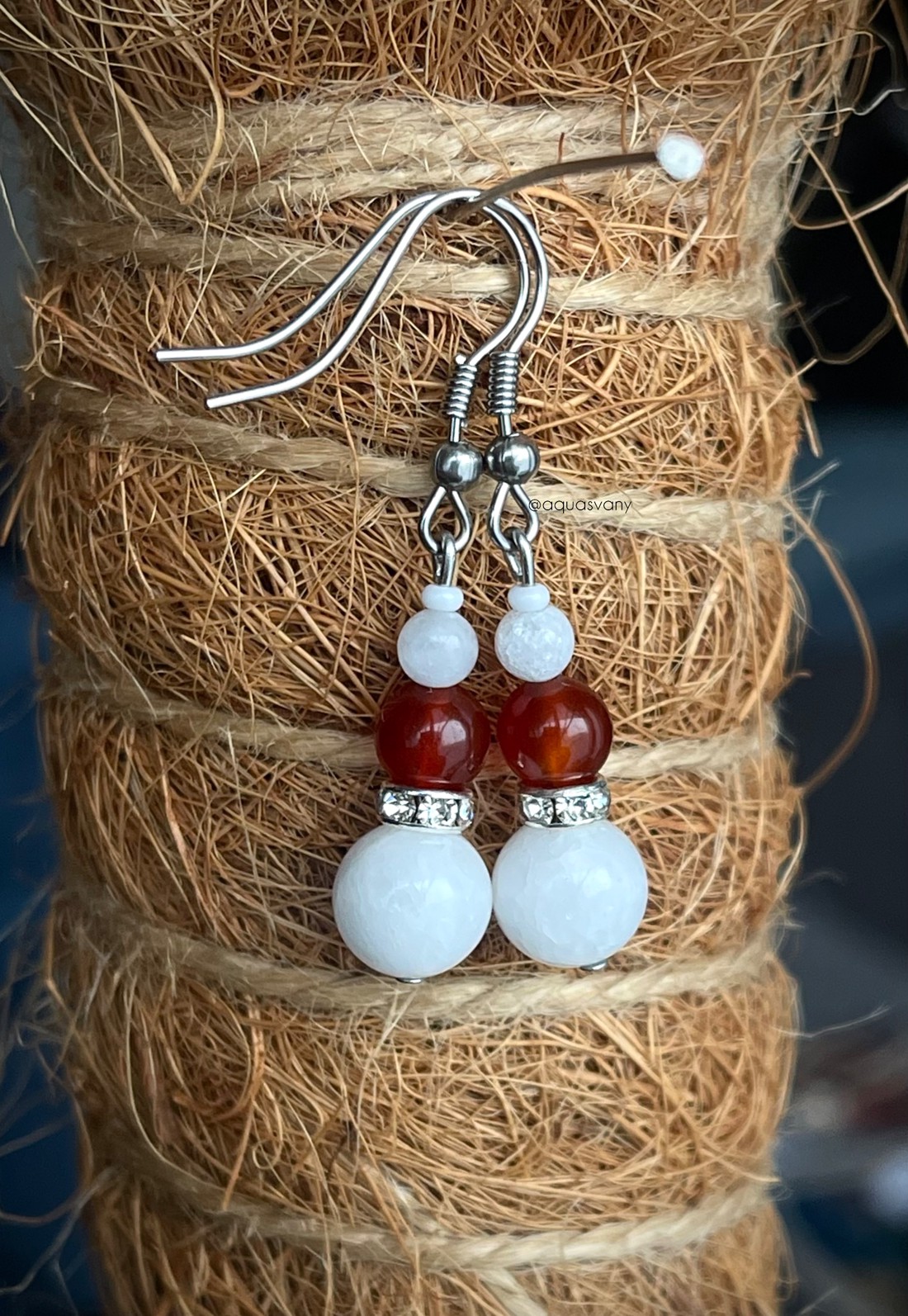 Cercei Santa Claus safir mineral - crăciun - îmbrăcăminte de crăciun - Artynos.ro