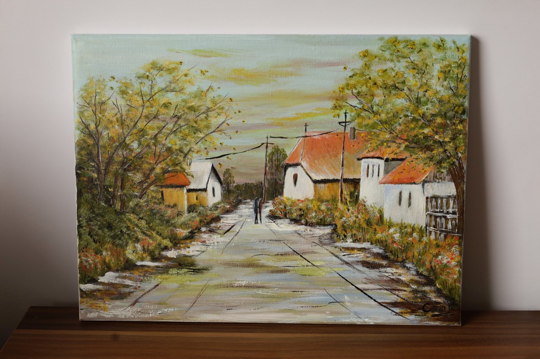 Tranquilitate rurală - Pictat manual, pictură acrilică - arte vizuale și accesorii  - picturi - pictură acrilică - Artynos.ro