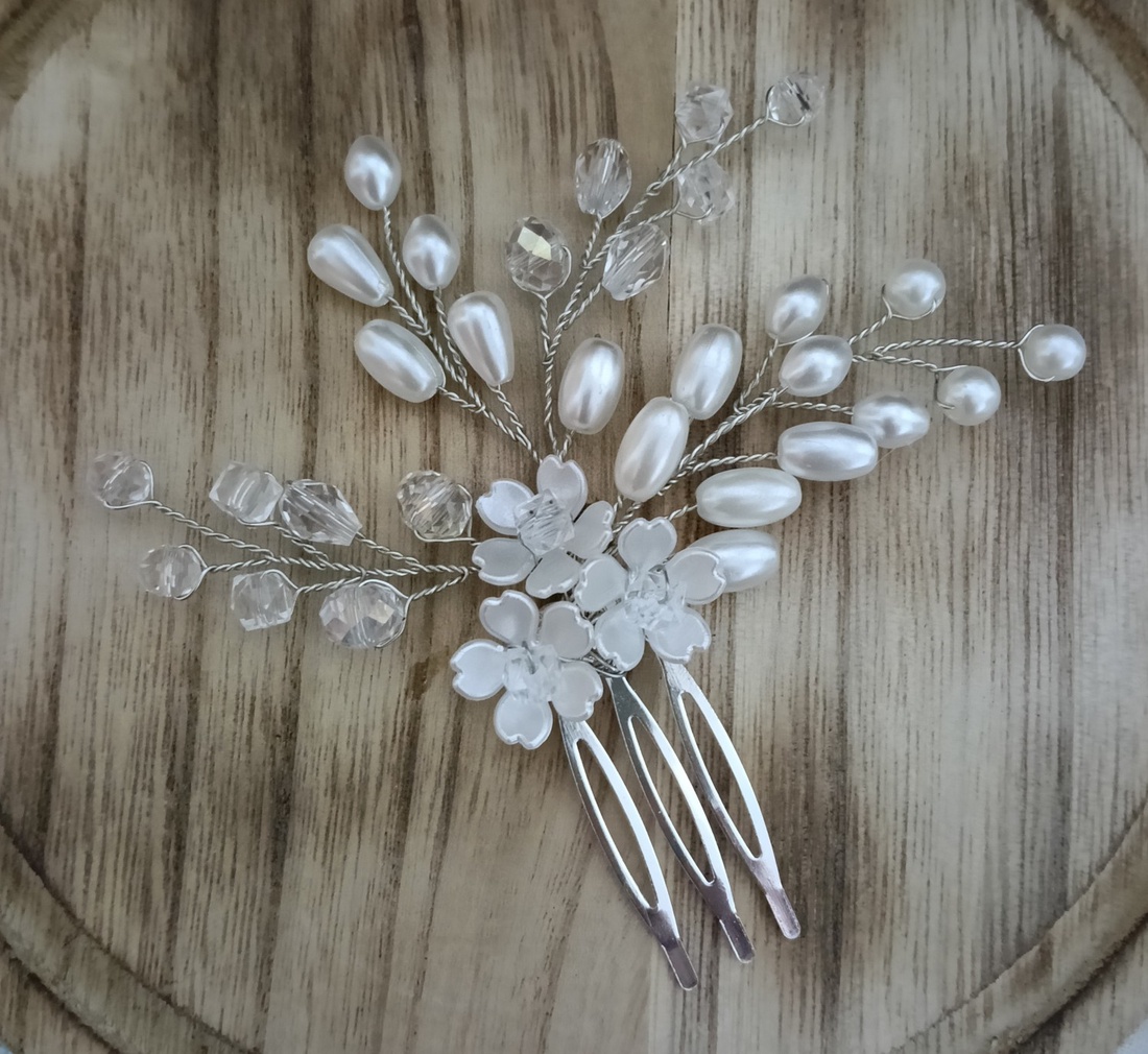 Accesoriu par - accesorii nuntă - ornamente de păr de nuntă - ac de păr mireasă - Artynos.ro
