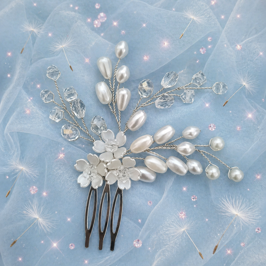 Accesoriu par - accesorii nuntă - ornamente de păr de nuntă - ac de păr mireasă - Artynos.ro