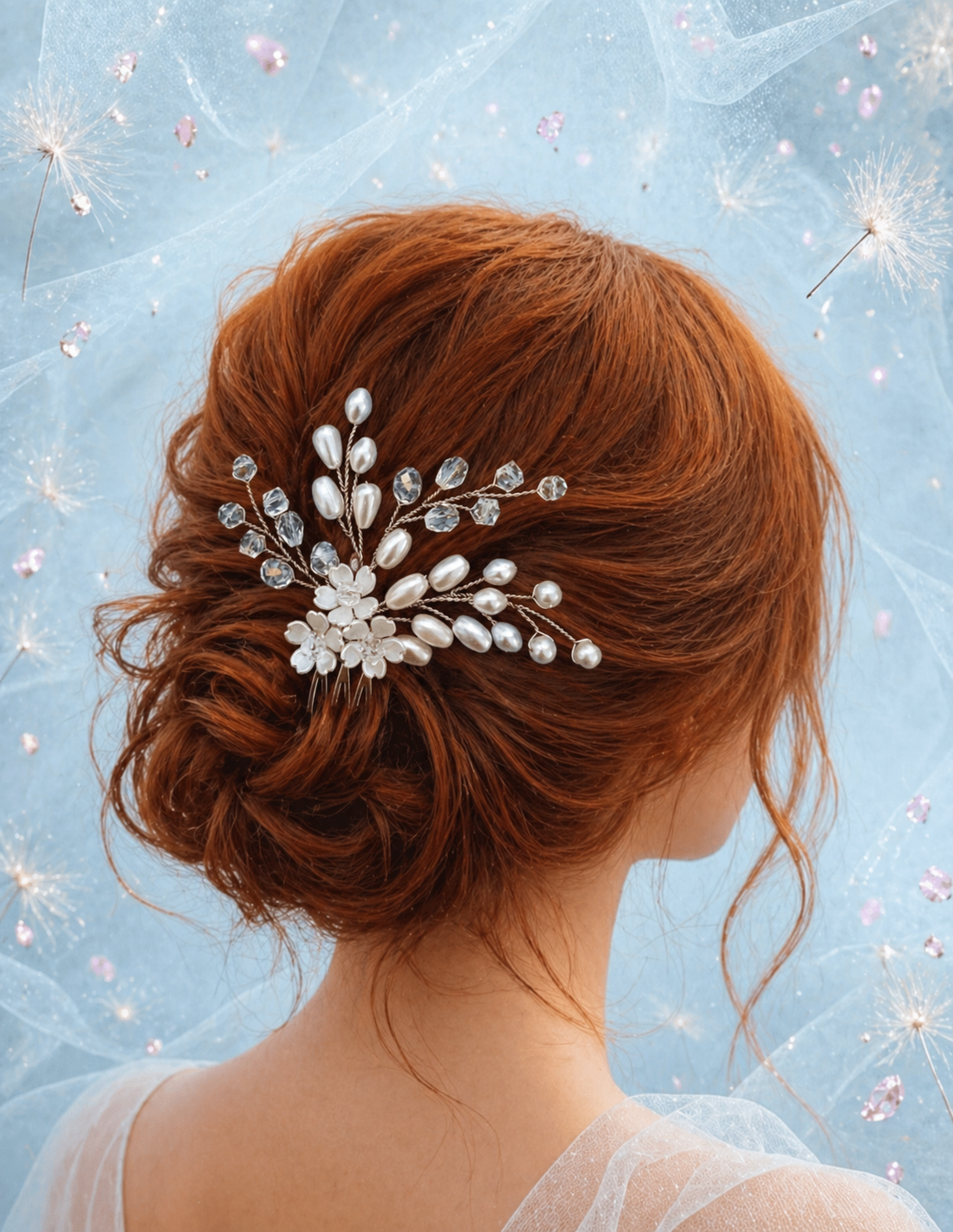 Accesoriu par - accesorii nuntă - ornamente de păr de nuntă - ac de păr mireasă - Artynos.ro