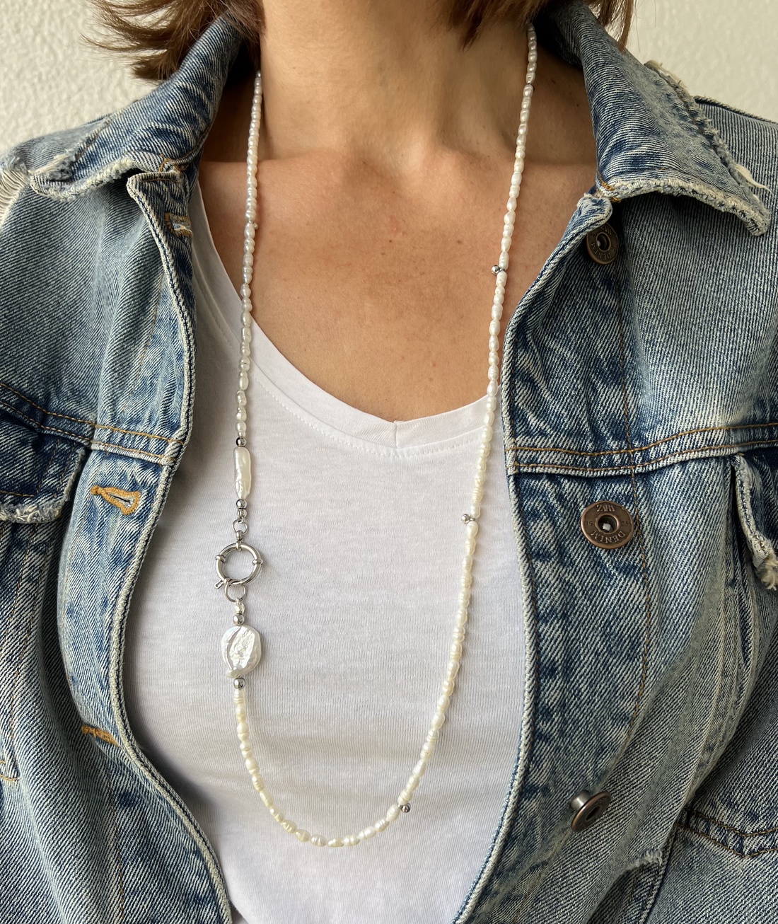 Colier din perle naturale lung 86 cm - bijuterii - coliere - coliere de perle - Artynos.ro