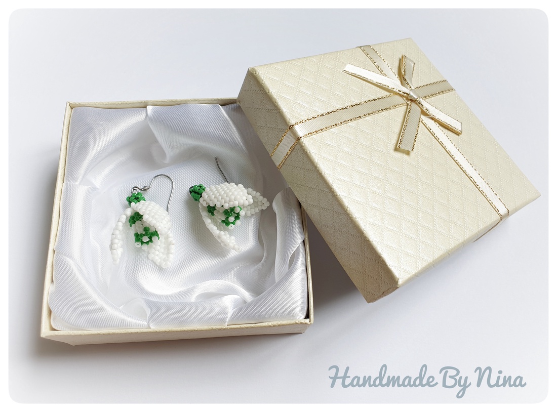 Cercei ghiocei  lucrați manual cu mărgele  - bijuterii - cercei - cercei din mărgele - Artynos.ro