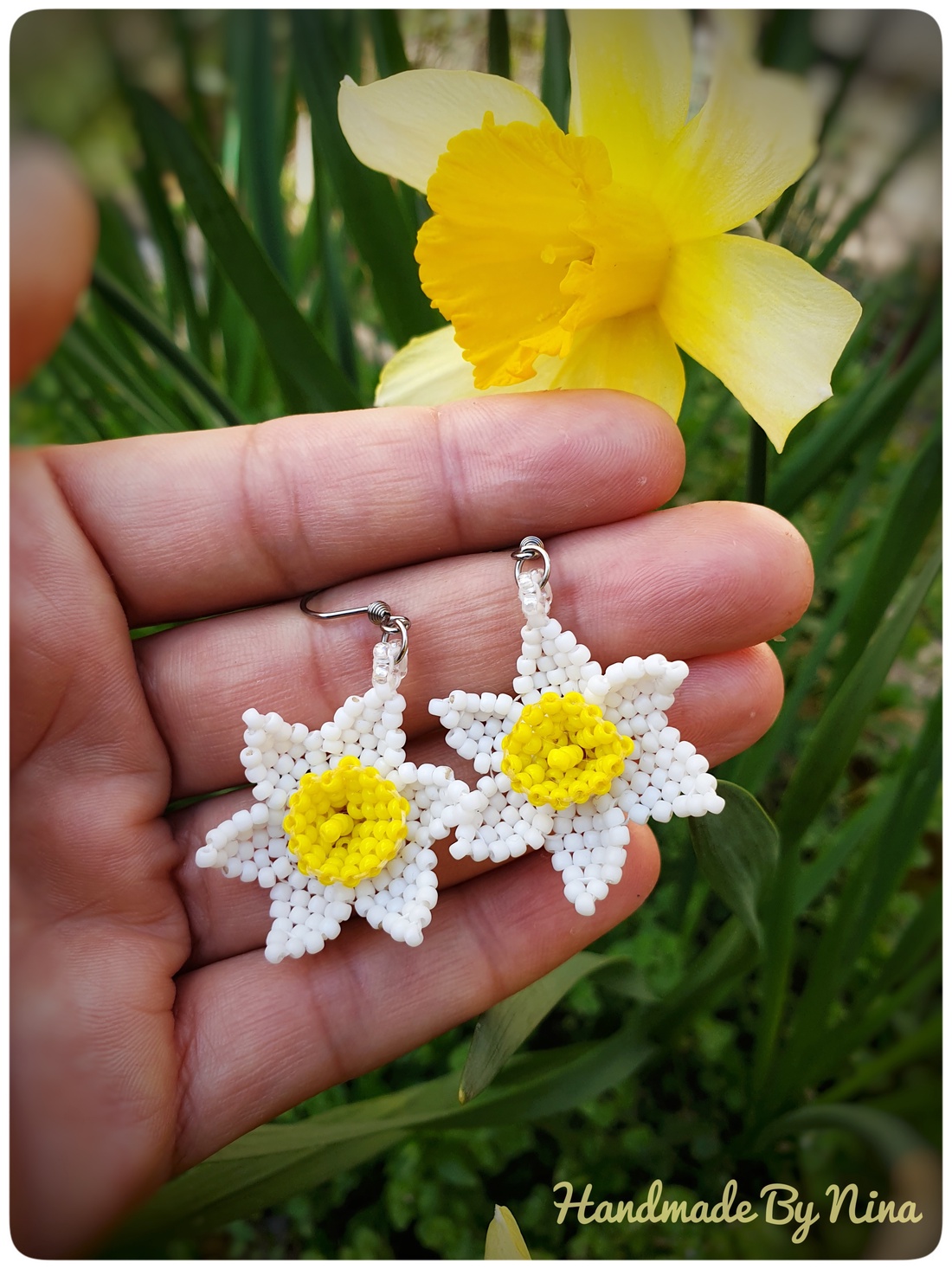 Cercei Narcisa - bijuterii - cercei - cercei din mărgele - Artynos.ro