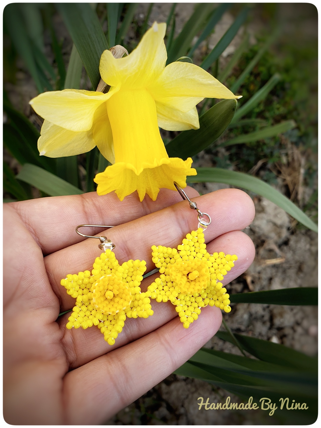 Cercei Narcisa - bijuterii - cercei - cercei din mărgele - Artynos.ro