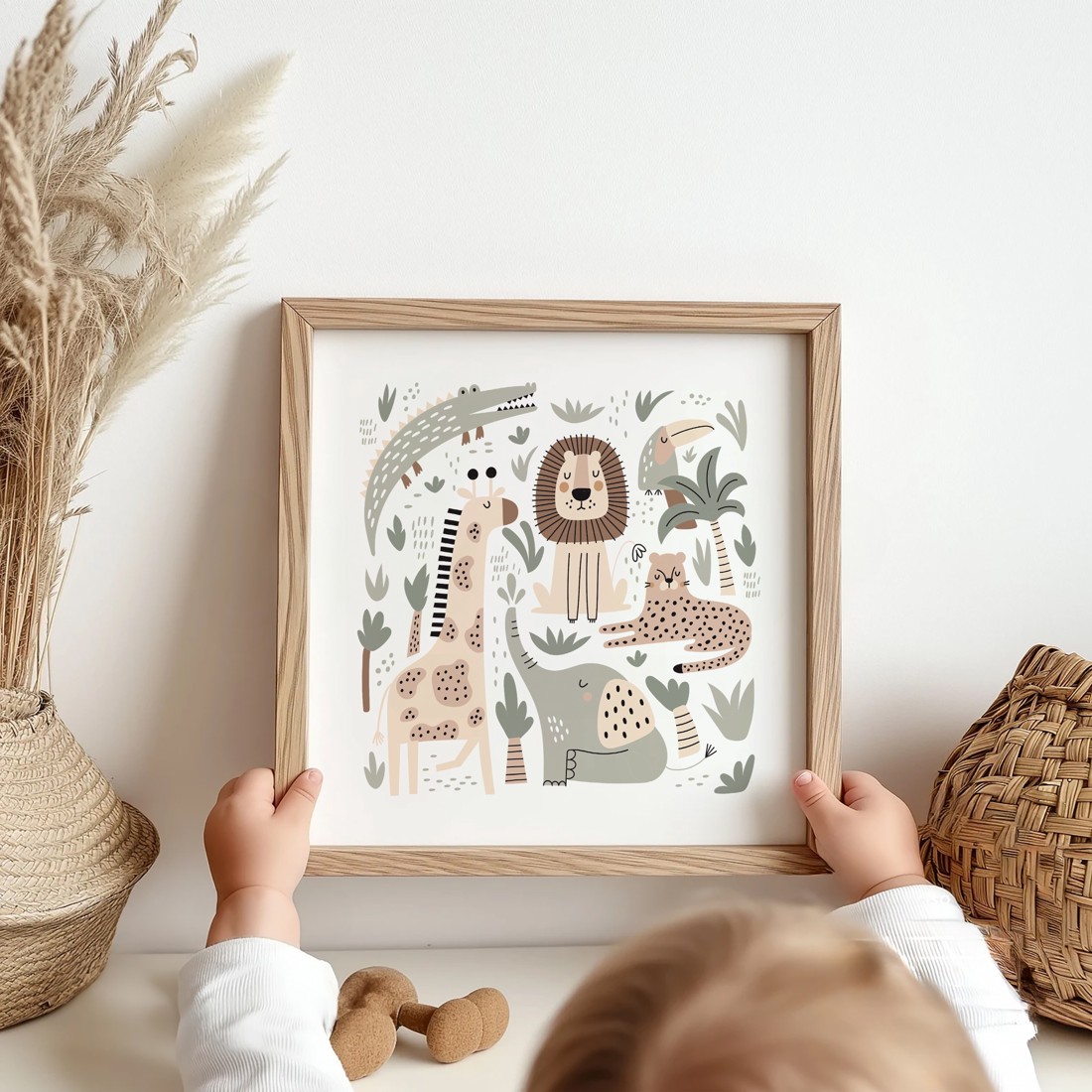 Decalaj de perete Safari animal, poster scandinav, imagine cameră copii, cadou -  - Artynos.ro
